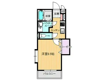 ミオ スタンザ(1K/2階)の間取り写真