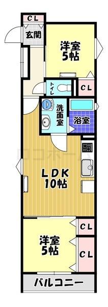 クリエオーレ菊水町(2LDK/2階)の間取り写真