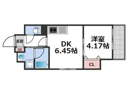 アートレジデンス上町(1DK/6階)の間取り写真