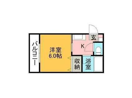 シャポー渡鹿(1K/4階)の間取り写真