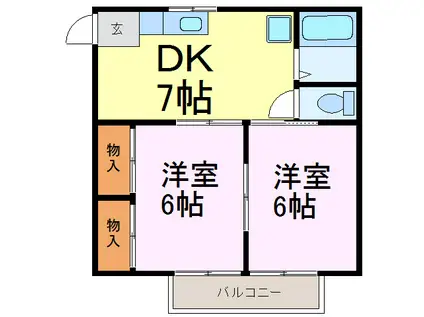 小森谷ハイツ(2DK/2階)の間取り写真