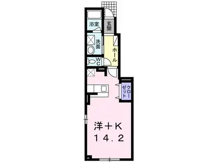 クラリス神楽(ワンルーム/1階)の間取り写真
