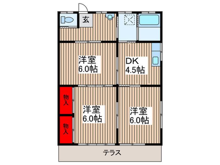 日東コーポ(3DK/1階)の間取り写真