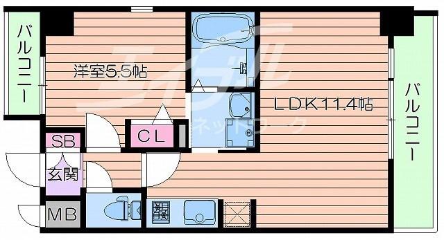S-RESIDENCE江坂EMINENCE(1LDK/3階)の間取り写真