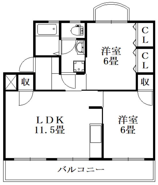 佐藤ハイツ(2LDK/3階)の間取り写真