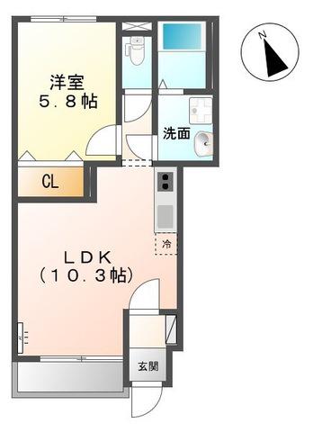 WITH(1LDK/1階)の間取り写真