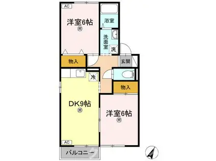 サニーコーポA(2DK/2階)の間取り写真