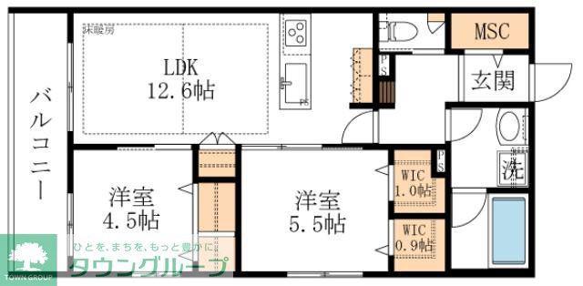 LA MAISON 千年(2LDK/1階)の間取り写真