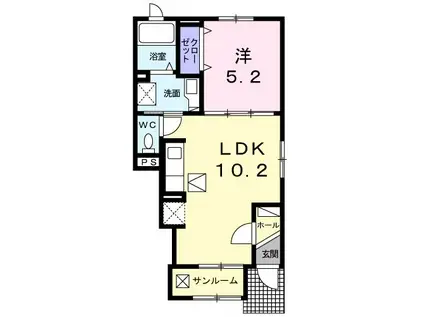 メゾンフレーズV(1LDK/1階)の間取り写真