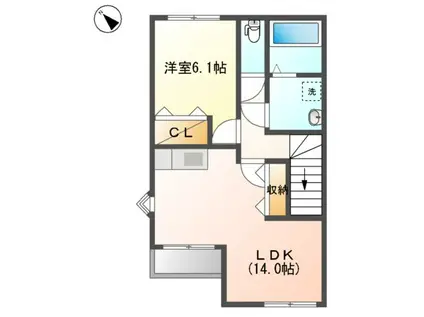 アンスメール(1LDK/2階)の間取り写真
