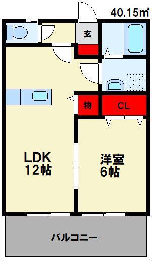 トラス平山(1LDK/1階)の間取り写真