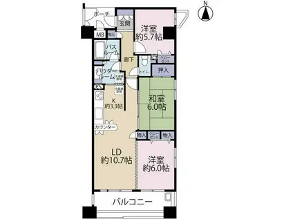 シャルマンフジビルト・モアー新深江駅前(3LDK/10階)の間取り写真