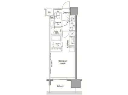 THE PARKHABIO 目黒(ワンルーム/6階)の間取り写真