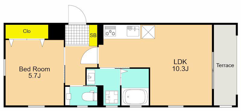 CREST COURT(1LDK/1階)の間取り写真