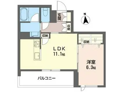 南流山シャーメゾン(1LDK/3階)の間取り写真