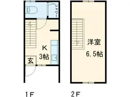 IKKA宅間田B棟(1K/1階)の間取り写真