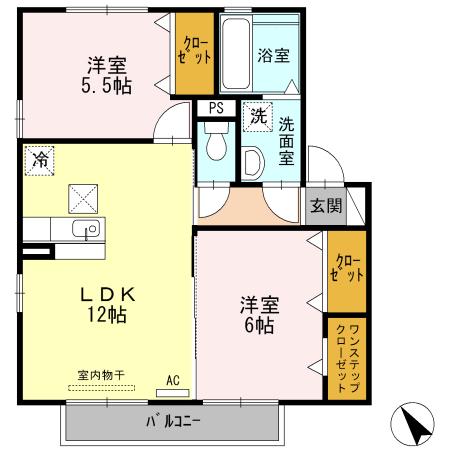 リヴェール(2LDK/1階)の間取り写真