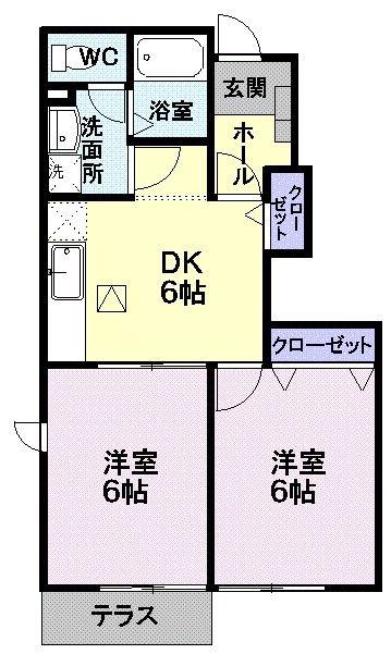メゾンパラディ(2DK/1階)の間取り写真