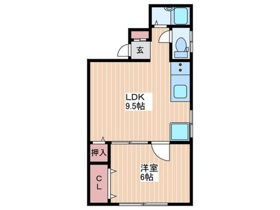 沖川ビル(1LDK/2階)の間取り写真