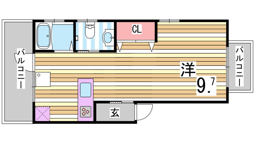 津の峰マンション(ワンルーム/3階)の間取り写真