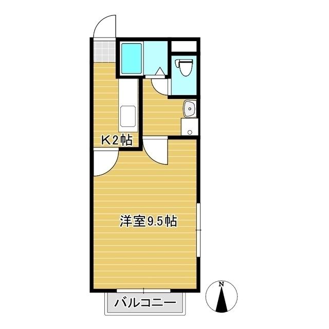 カレント井口B(1K/2階)の間取り写真