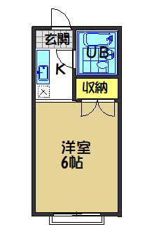 相川ハイツ(ワンルーム/2階)の間取り写真