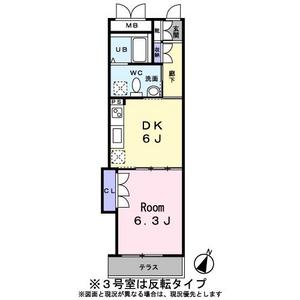 パークコート離宮前(1DK/1階)の間取り写真