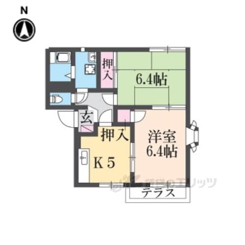 司ハイツ(2K/1階)の間取り写真