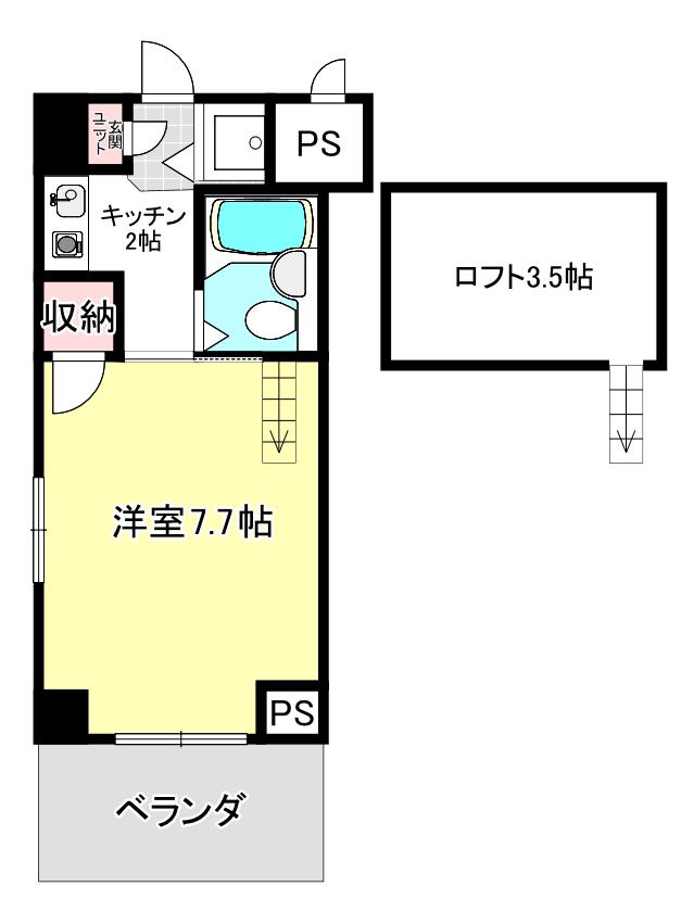グランリッチ箕面(1K/4階)の間取り写真