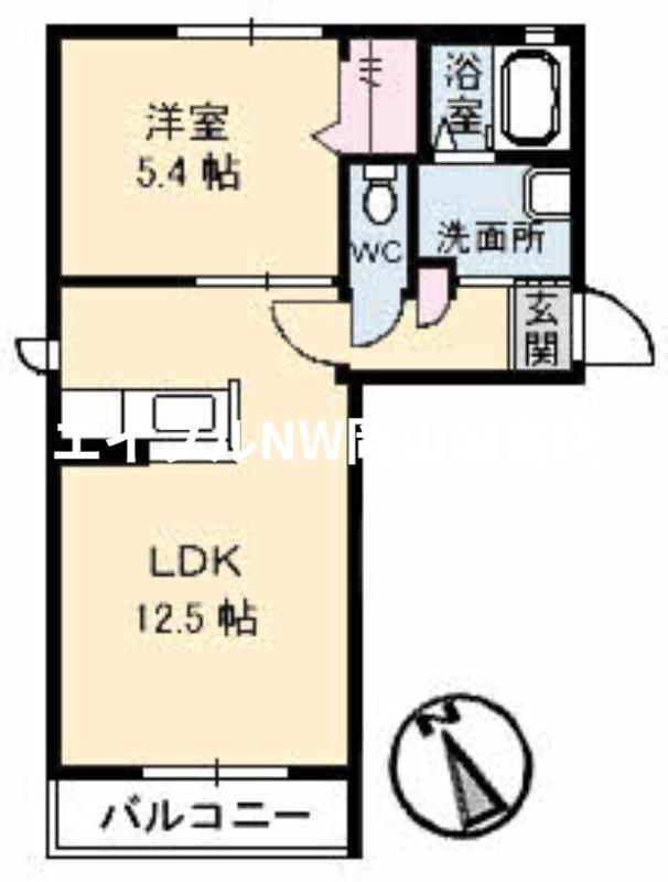 エクセル南桜が丘(1LDK/2階)の間取り写真