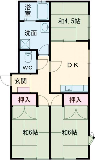 スカイハイツ(3DK/2階)の間取り写真