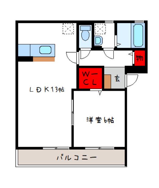 セジュール ピア(1LDK/1階)の間取り写真