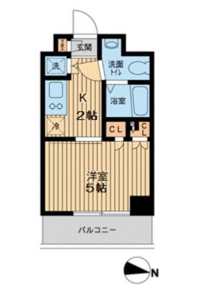N エスティメゾン武蔵小山(1K/2階)の間取り写真