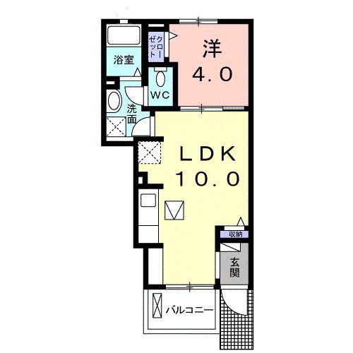 ビ バ コ ー ト(1LDK/1階)の間取り写真