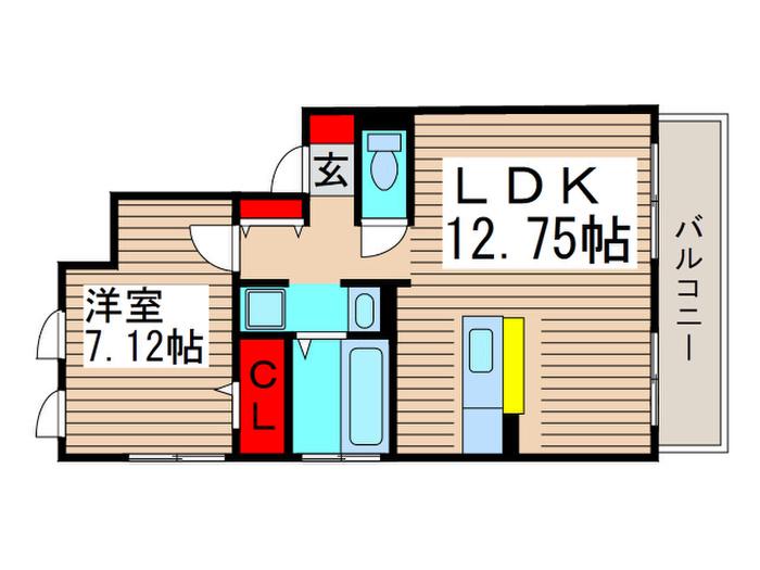 BELLE VILLE C(1LDK/2階)の間取り写真