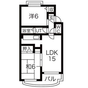 クレスト白鳥(2LDK/2階)の間取り写真