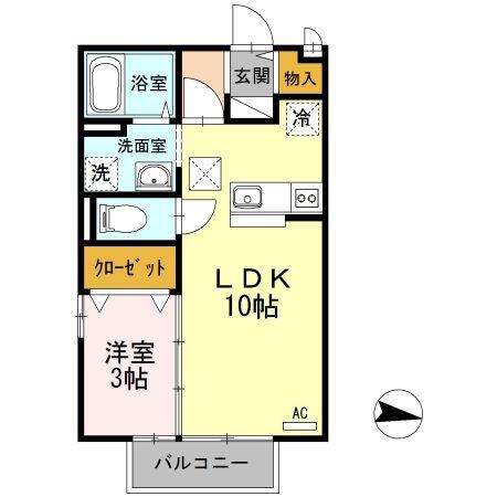 モナリエ西条(1LDK/1階)の間取り写真