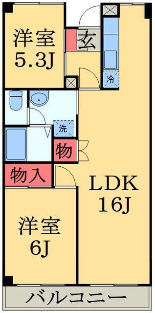 シャインクロコ(2LDK/3階)の間取り写真