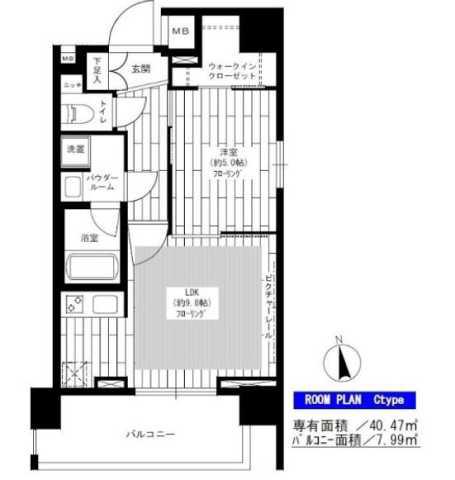 グランドコンシェルジュ新御徒町駅前(1LDK/8階)の間取り写真