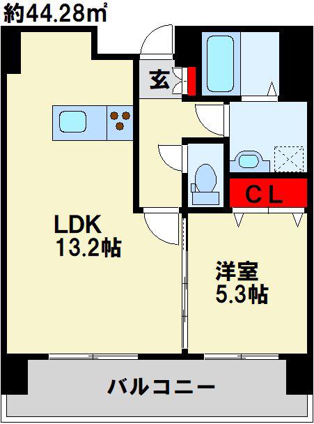 FOYER徳光(1LDK/3階)の間取り写真