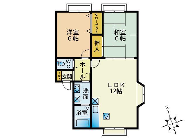 メロディービューラーB(2LDK/1階)の間取り写真