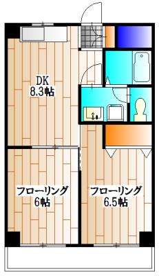 ベルドミール(2DK/6階)の間取り写真