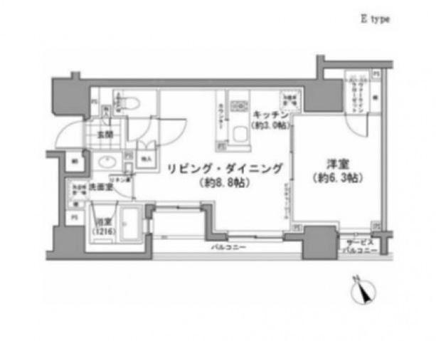 パークハビオ八丁堀(1LDK/10階)の間取り写真