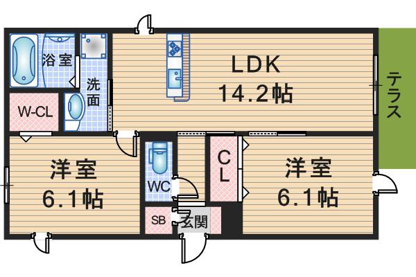 SOREADO(2LDK/1階)の間取り写真