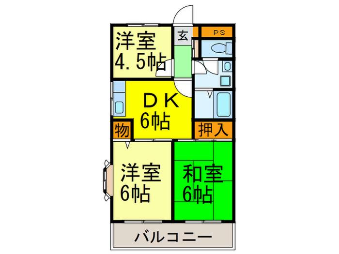 パラマウント野川(3DK/3階)の間取り写真