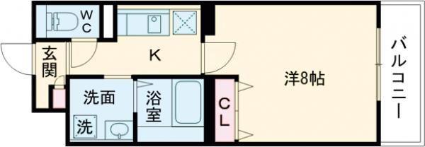 クローバー英賀保駅前(1K/5階)の間取り写真