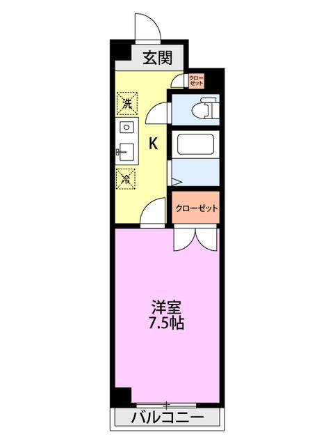 グローリー東明(1K/2階)の間取り写真