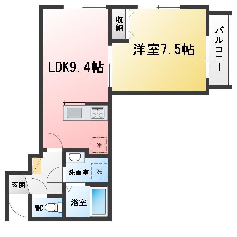 コリーナアルタ(1LDK/1階)の間取り写真