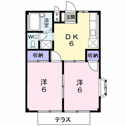 シティーハイツアーサー(2DK/1階)の間取り写真