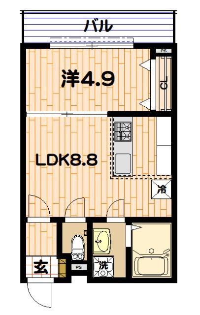 アルドゥール上永谷壱番館(1LDK/2階)の間取り写真